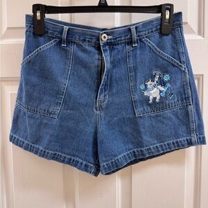 Vintage 90s Winnie The Pooh 100% Cotton Denim Shorts Size 16 1/2 31in waist